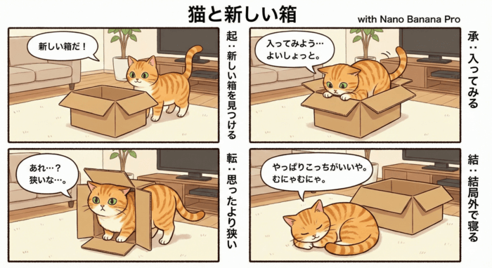 NanoBananaProの活用事例。4コマ漫画制作