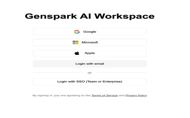 Genspark SpeaklyのGensparkアカウントログイン画面